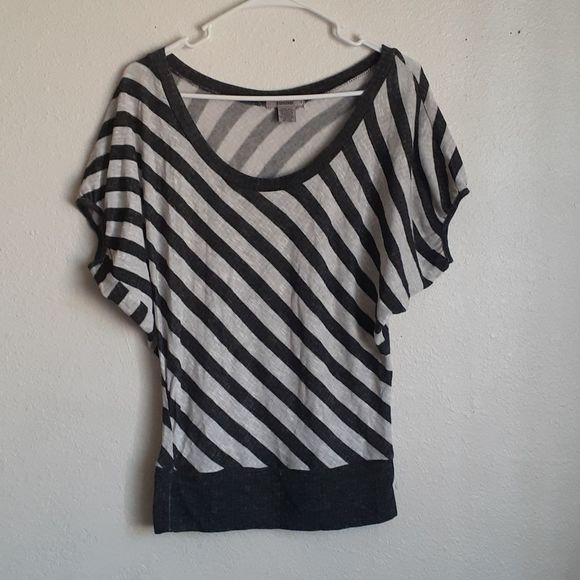 TIMING S KNIT BAT WING S TOP black and cream - Picture 2 of 10